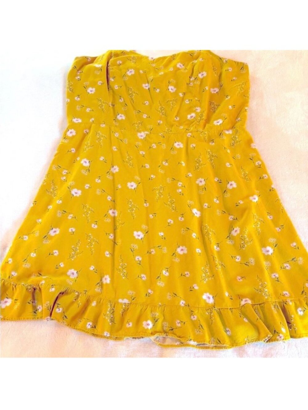 Yellow Floral Ruffled Mini Sun Dress - Picture 2 of 6